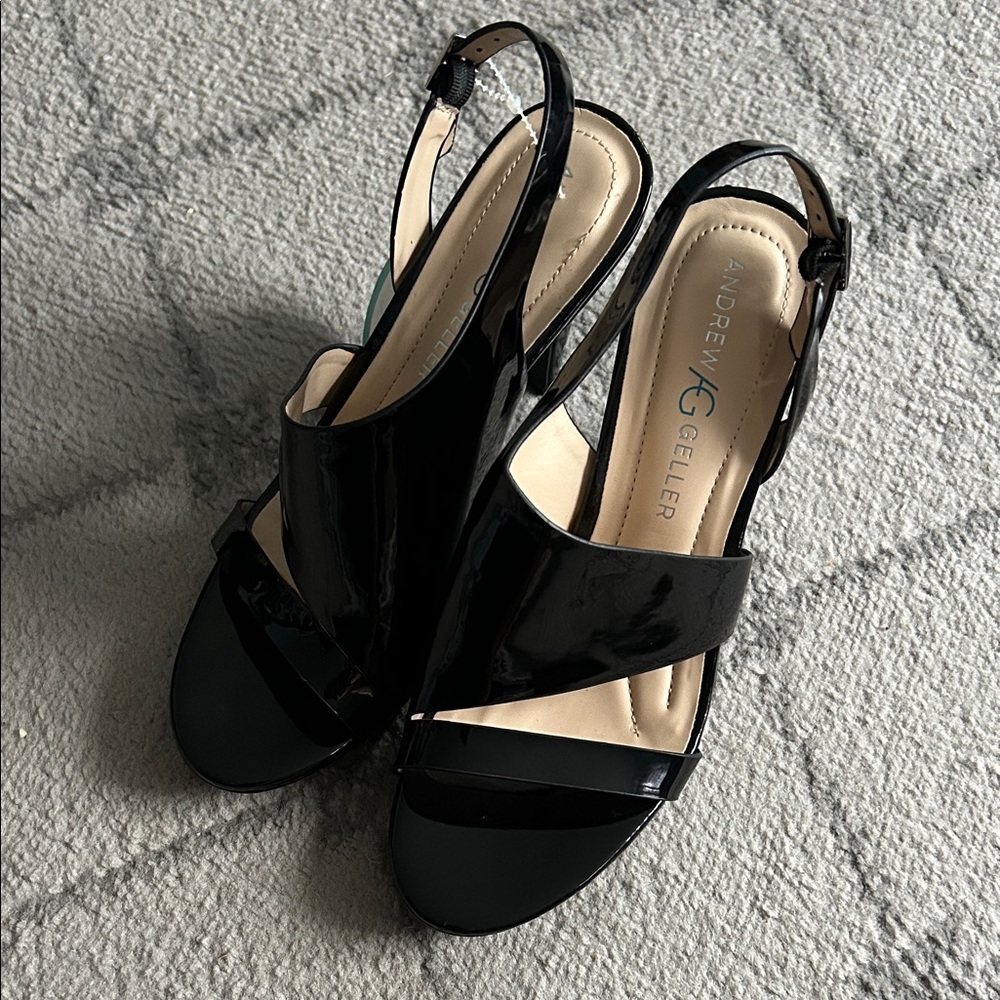 Andrew Geller Glossy Black Theola Heels